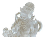 4" White Crystal Glass Tibetan Fortune Double Body Deity Zambala Figure GB059S
