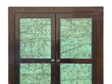 Chinese Distressed Turquoise Brown Large Armoire Wardrobe Cabinet GB320S