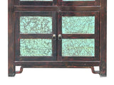 Chinese Distressed Turquoise Brown Large Armoire Wardrobe Cabinet GB320S