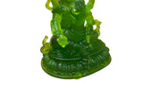 4" Green Crystal Glass Tibetan Fortune Double Body Deity Zambala Figure GB060S