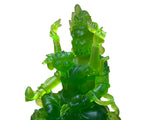 4" Green Crystal Glass Tibetan Fortune Double Body Deity Zambala Figure GB060S