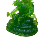 4" Green Crystal Glass Tibetan Fortune Double Body Deity Zambala Figure GB060S