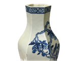 Vintage Chinese Blue White Hexagonal Flower Bird Porcelain Vase ws5038S
