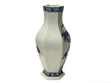 Vintage Chinese Blue White Hexagonal Flower Bird Porcelain Vase ws5038S