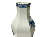Vintage Chinese Blue White Hexagonal Flower Bird Porcelain Vase ws5038S