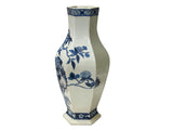 Vintage Chinese Blue White Hexagonal Flower Bird Porcelain Vase ws5038S