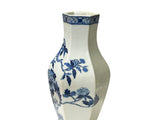 Vintage Chinese Blue White Hexagonal Flower Bird Porcelain Vase ws5038S
