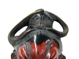 Vintage Asian Black Red Lacquer Demon Guardian Wood Mask Display Art GB051S