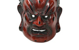 Vintage Asian Black Red Lacquer Demon Guardian Wood Mask Display Art GB051S