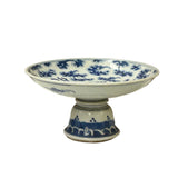 Chinese Blue White Foo Dog  Round Porcelain Goblet Offer Display Plate ws4575S