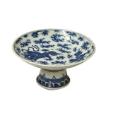 Chinese Blue White Foo Dog  Round Porcelain Goblet Offer Display Plate ws4575S
