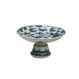 Chinese Blue White Foo Dog  Round Porcelain Goblet Offer Display Plate ws4575S