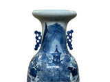 23.5" Vintage Blue White Scenery Porcelain Ru Yi Ear Art Vase ws4430S