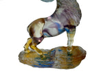 Crystal Glass Ram Standing on Rock Mix Color Art Figure GB733S