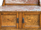 Vintage Medium Brown Rose Pink Marble Stone Top Washstand Side Table Credenza GB110S