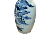 23.5" Vintage Blue White Scenery Porcelain Ru Yi Ear Art Vase ws4430S