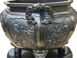 Vintage Bronze Metal Hexagonal Ding Shape Incense Burner Display Art ws4421S
