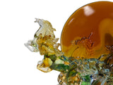 Crystal Glass Wild Horses Galloping Orange Sun Moon Back Sculpture Figure GB711S
