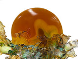 Crystal Glass Wild Horses Galloping Orange Sun Moon Back Sculpture Figure GB711S