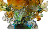 Crystal Glass Wild Horses Galloping Orange Sun Moon Back Sculpture Figure GB711S