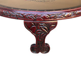 Vintage Brick Red Relief Carving Round Wood Low Kang Coffee Table GB112S