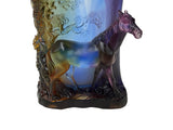 Crystal Glass Horse Theme Oval Brush Pot Vase Shape Mix Color Art Figure GB752S