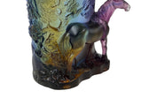 Crystal Glass Horse Theme Oval Brush Pot Vase Shape Mix Color Art Figure GB752S