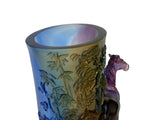 Crystal Glass Horse Theme Oval Brush Pot Vase Shape Mix Color Art Figure GB752S