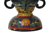Chinese Metal Blue Yellow Enamel Cloisonne Ding Shape  Incense Burner Figure GB657S