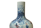 Oriental Blue Red Dragon Graphic Fat Body White Porcelain Art Vase GB655S