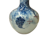 Oriental Blue Red Dragon Graphic Fat Body White Porcelain Art Vase GB655S
