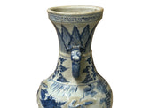 Oriental Distressed White Blue Relief People Motif Porcelain Art Vase GB289S