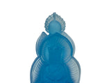 Blue Frosted Crystal Glass Lotus Base 3 Sides Bodhisattva Sanbao Figure GB895S