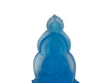 Blue Frosted Crystal Glass Lotus Base 3 Sides Bodhisattva Sanbao Figure GB895S
