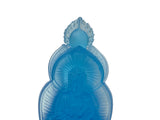 Blue Frosted Crystal Glass Lotus Base 3 Sides Bodhisattva Sanbao Figure GB895S
