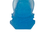 Blue Frosted Crystal Glass Lotus Base 3 Sides Bodhisattva Sanbao Figure GB895S