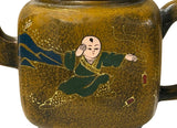 Vintage Chinese Mustard Yellow Graphic Zisha Clay Teapot Art Display GB138S