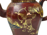 Vintage Chinese Reddish Brown Graphic Zisha Clay Teapot Art Display GB137S