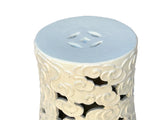 Off White Cream Swirl Cloud Pattern Round Ceramic Stool Table GB146S