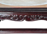 14.5" Chinese Brown Wood Square Stone Top Vase Stand Display Riser ws3889S