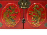 Chinese Oriental Red Dragon Phoenix Mirror Rectangular Jewelry Box GB783S