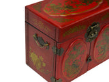 Chinese Oriental Red Dragon Phoenix Mirror Rectangular Jewelry Box GB783S
