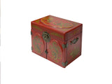Chinese Oriental Red Dragon Phoenix Mirror Rectangular Jewelry Box GB783S