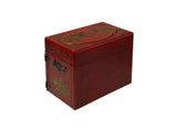 Chinese Oriental Red Dragon Phoenix Mirror Rectangular Jewelry Box GB783S