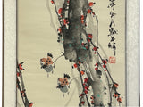 Oriental Pink Blossom Flowers Vertical Scroll Painting Wall Art GB401S f375