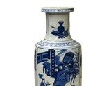 Oriental Blue White People House Gathering Graphic Porcelain Art Vase GB331S