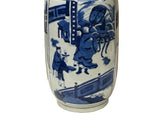 Oriental Blue White People House Gathering Graphic Porcelain Art Vase GB331S