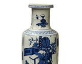 Oriental Blue White People House Gathering Graphic Porcelain Art Vase GB331S