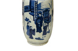 Oriental Blue White People House Gathering Graphic Porcelain Art Vase GB331S