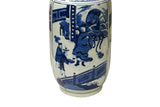Oriental Blue White People House Gathering Graphic Porcelain Art Vase GB331S